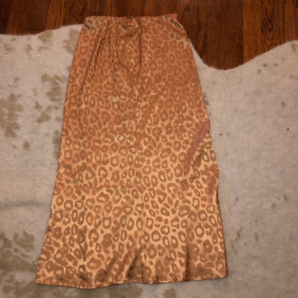 REVOLVE GOLD SATIN MIDI SKIRT